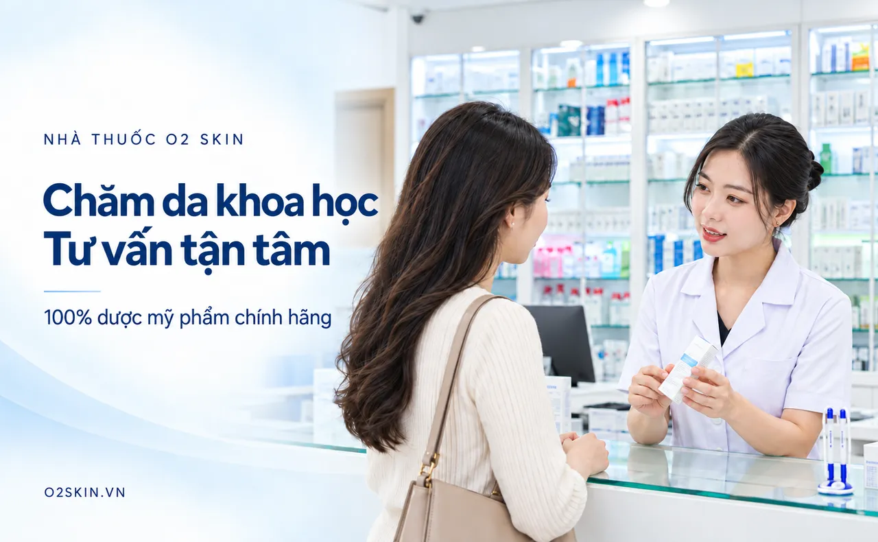 Dược sĩ tư vấn lựa chọn dược mỹ phẩm cho khách hàng tại Nhà thuốc O2 SKIN